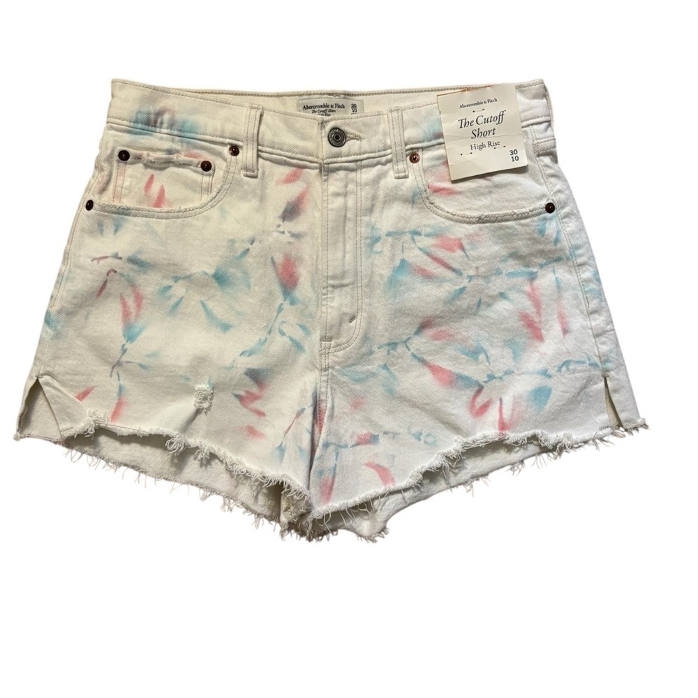 Abercrombie & Fitch High Rise Cutoff Shorts size 30 / 10 New With Tag White Blue